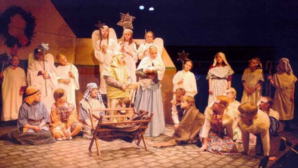 Children in nativity - animals, stars and shepherds