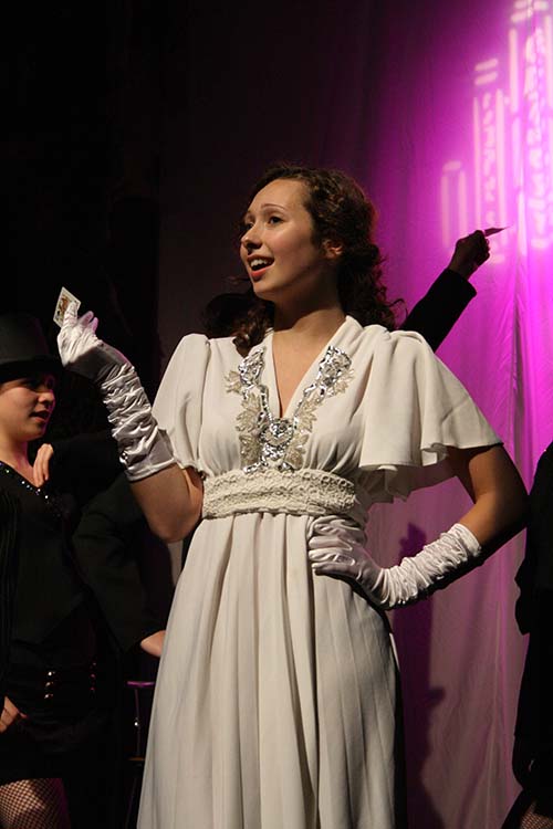 White dress and gloves for the cinema