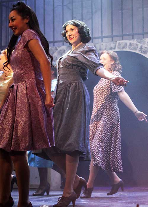 Period 1940 Costume in a scene from Betty Blue Eyes set in 1940s at the dance hall, Period dresses